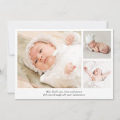 Elegantes Gold Cross Grüne Foto Collage Taufe Dankeskarte (Rückseite)