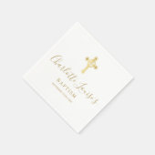 Elegantes Gold Cross Signature Taufe Christening N Serviette (Ecke)