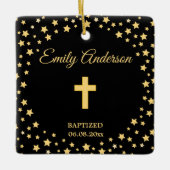 Elegantes Gold Cross Taufe Christening Kommunion Keramikornament (Vorderseite)