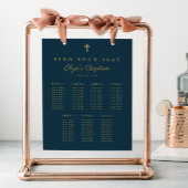 Elegantes Gold Cross Taufen Seating Chart Poster