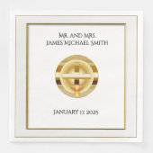 Elegantes Gold Cross und Chalice Katholische Hochz Serviette (Vorderseite)