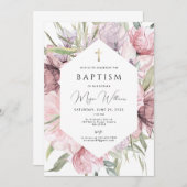 Elegantes Gold Cross und Peals Mädchen Taufe Invit Einladung (Vorne/Hinten)