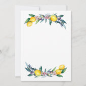 Elegantes Gold Cross Wasserfarben Lemons Olive Einladung (Rückseite)