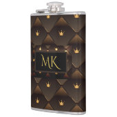 Elegantes Gold Crown Imitats Brown Leather Monogra Flachmann (Links)