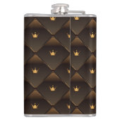 Elegantes Gold Crown Imitats Brown Leather Monogra Flachmann (Rückseite)