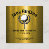Elegantes Gold Custom Golf Monogram Design Quadratische Visitenkarte (Rückseite)