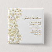 Elegantes Gold-Damask 40. Geburtstag Button (Vorderseite)
