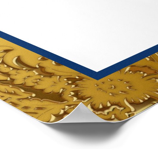 Elegantes Gold Damask Begrüßungspapier Poster (Ecke)