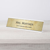 Elegantes Gold Damask Beruflich Schreibtischnamensplakette (Vorderseite )