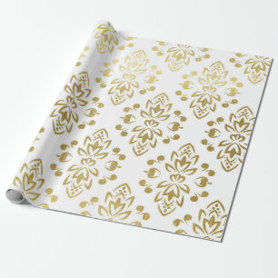 Elegantes Gold-Damask-Blumenmuster-Hochzeitsverpac Geschenkpapier