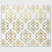 Elegantes Gold Damask Blumenmuster Hochzeitswrappi Geschenkpapier (Flach)