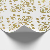 Elegantes Gold Damask Blumenmuster Hochzeitswrappi Geschenkpapier (Ecke)