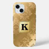 Elegantes Gold Damask Muster Monogram Case-Mate iPhone Hülle (Rückseite)