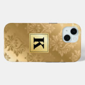 Elegantes Gold Damask Muster Monogram Case-Mate iPhone Hülle (Rückseite (Horizontal))