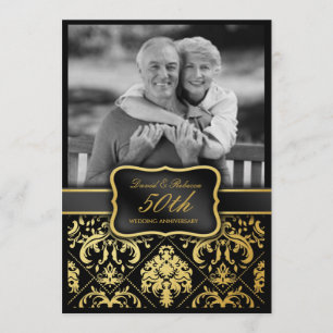 Elegantes Gold-Damaskus zum 50. Hochzeitstag Einladung