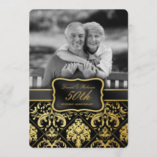 Elegantes Gold-Damaskus zum 50. Hochzeitstag Einladung