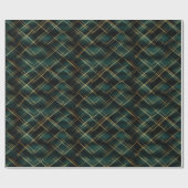 Elegantes Gold & Dark Green Tartan Karierte Weihna Geschenkpapier (Flach)