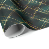 Elegantes Gold & Dark Green Tartan Karierte Weihna Geschenkpapier (Rolleneckpunkt)