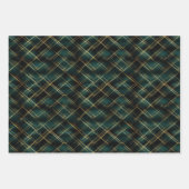Elegantes Gold & Dark Green Tartan Karierte Weihna Geschenkpapier Set (Vorderseite)