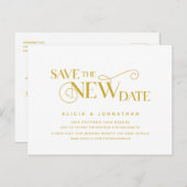 Elegantes Gold, das neue Datum Gerettet, Zurückste Postkarte (Vorne/Hinten)