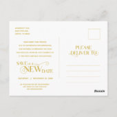 Elegantes Gold, das neue Datum Gerettet, Zurückste Postkarte (Rückseite)