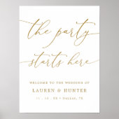 Elegantes Gold Das Party beginnt hier mit dem Hoch Poster (Vorne)