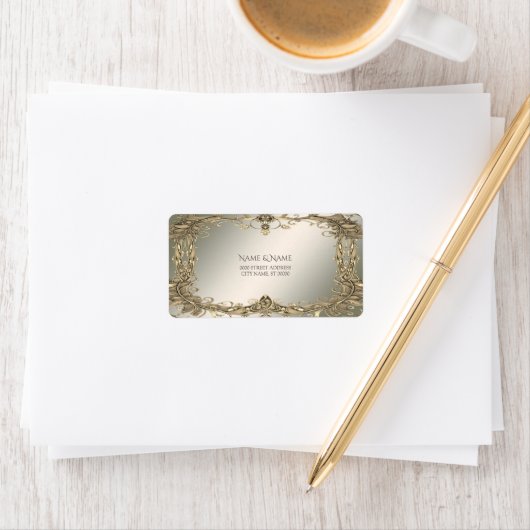 Elegantes Gold Decorative Address Label Adressaufkleber (Insitu)
