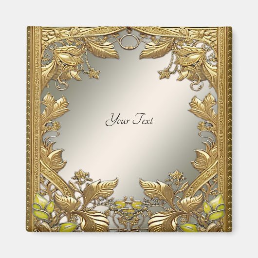 Elegantes Gold Decorative Blumenmagnet Magnet (Vorne)