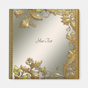Elegantes Gold Decorative Blumenmagnet Magnet