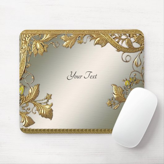 Elegantes Gold Decorative Blumenmousepad Mousepad (Mit Mouse)