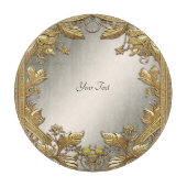 Elegantes Gold Decorative Blumenzuschnitt Schneidebrett (Vorderseite)