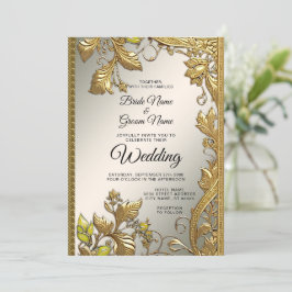 Elegantes Gold Decorative Blumenzwiebeleinladung Einladung