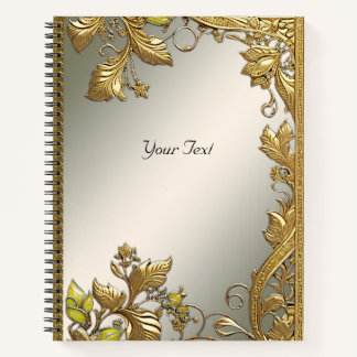 Elegantes Gold Decorative Floral Notebook Notizblock