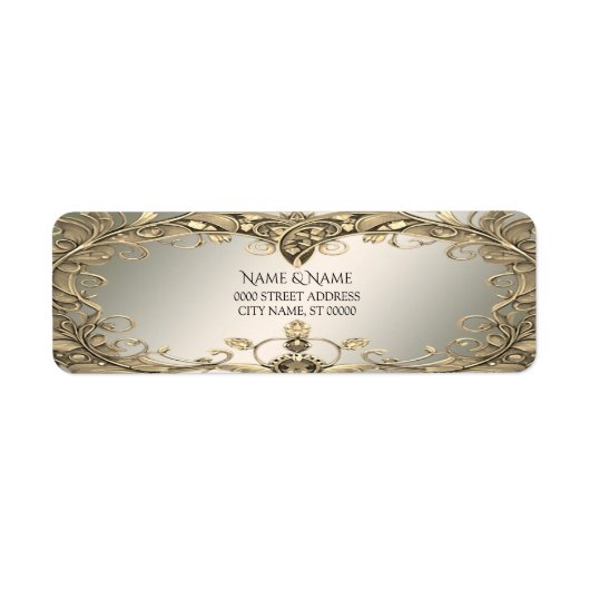 Elegantes Gold Decorative Rücksendeadresse-Label (Vorne)