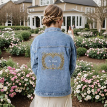 Elegantes Gold Decorative The Bride Denim Jacket