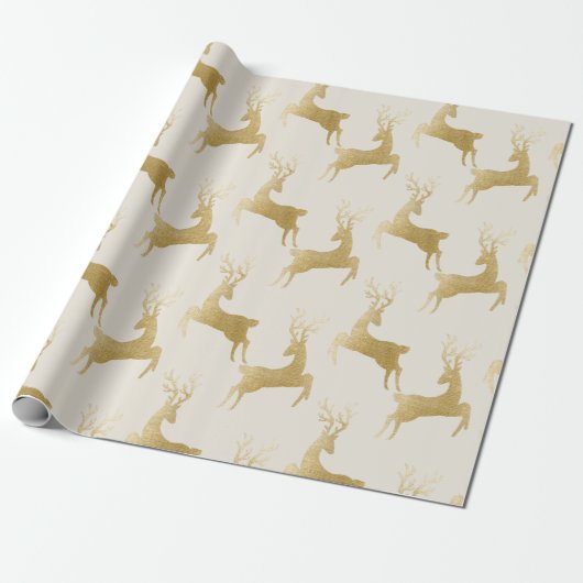 Elegantes Gold Deer Weihnachtswrapping Paper Geschenkpapier (Ungerollt)