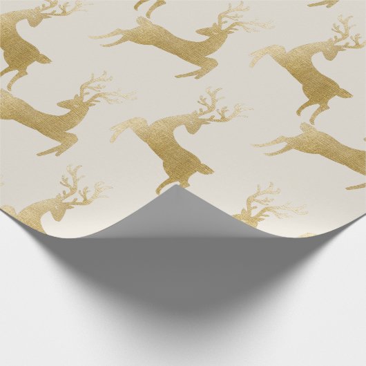 Elegantes Gold Deer Weihnachtswrapping Paper Geschenkpapier (Ecke)
