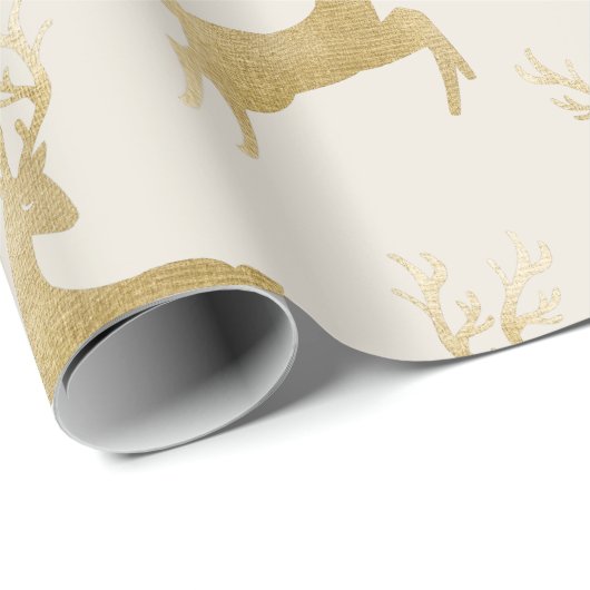 Elegantes Gold Deer Weihnachtswrapping Paper Geschenkpapier (Rolleneckpunkt)
