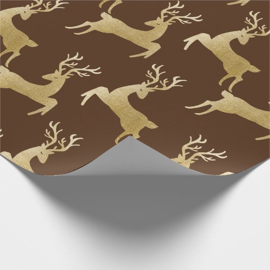 Elegantes Gold Deer Weihnachtswrapping Paper Geschenkpapier (Ecke)