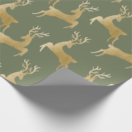 Elegantes Gold Deer Weihnachtswrapping Paper Geschenkpapier (Ecke)