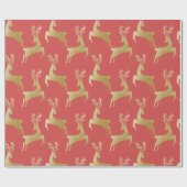 Elegantes Gold Deer Weihnachtswrapping Paper Geschenkpapier (Flach)