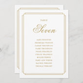 Elegantes Gold Deko Tischnummer Seating Chart (Vorne/Hinten)