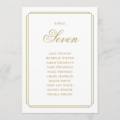 Elegantes Gold Deko Tischnummer Seating Chart (Vorderseite)