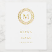 Elegantes Gold Deko Wreath Monogram Wine Label Weinetikett (Einzelnes Label)