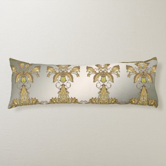 Elegantes Gold dekoratives Blumenkissen Seitenschläferkissen (Vorderseite)