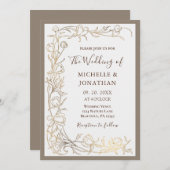 Elegantes Gold Delikate Blume Christlich Hochzeit Einladung (Vorne/Hinten)