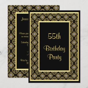 Elegantes Gold, der 55. Geburtstag des Einladung