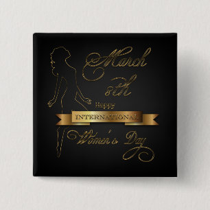 Elegantes Gold der internationalen Frauen Tages Button