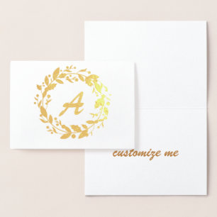 Elegantes Gold der Weihnachtsfrau Monogram Folienkarte