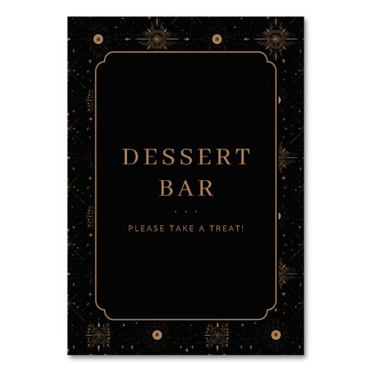Elegantes Gold Dessertbar-Schild Tischnummer (Vorderseite)